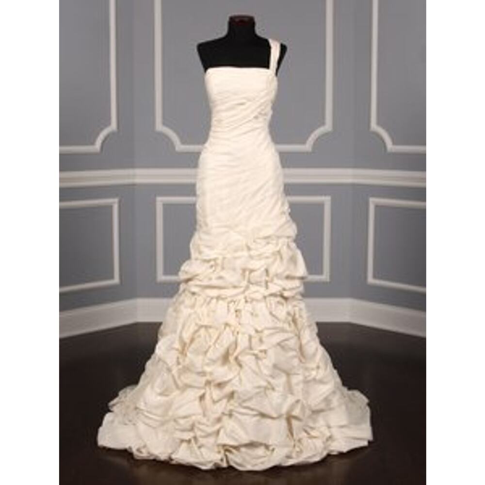 ST. PUCCHI Adeline Z316 Mermaid Trumpet One Shoulder Ivory Silk Wedding Dress 6